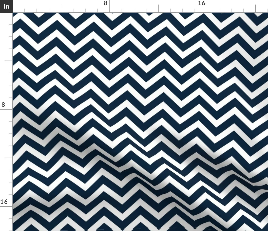 Chevron in Marine Navy and Seacap White Bands Fabric Chevron in Marine Navy and Seacap White Bands Fabric