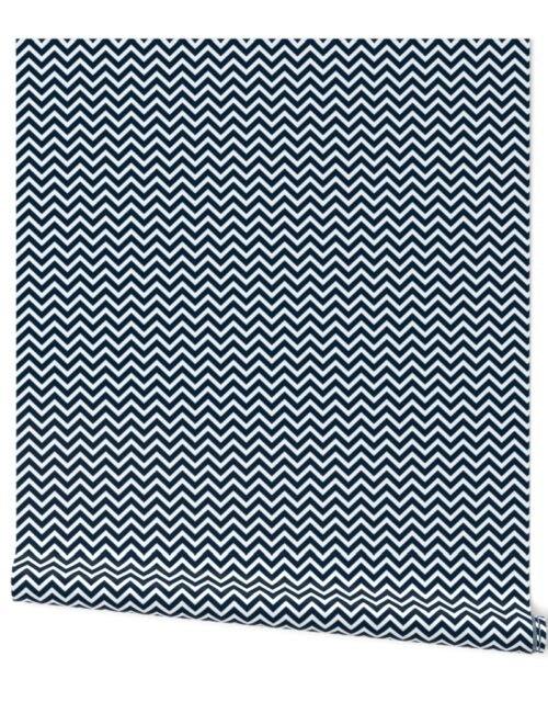 Chevron in Marine Navy and Seacap White Bands Wallpaper