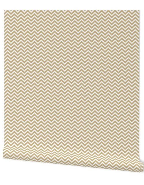 Chevron in Gold Wavy Zigzag Wallpaper