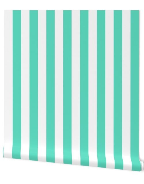 Aqua 2" Wide Cabana Stripes Wallpaper