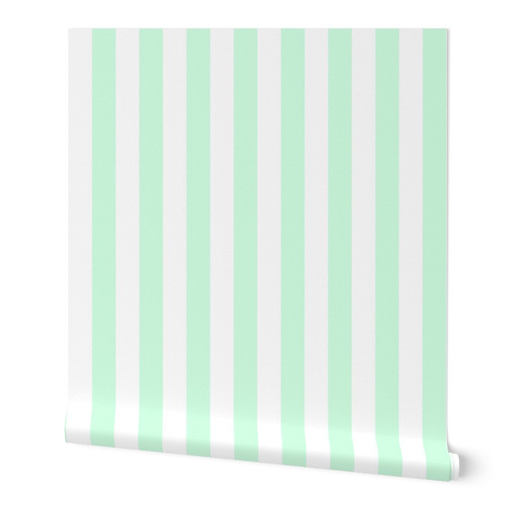 Summer Mint 2″ Wide Cabana Stripes Wallpaper Summer Mint 2" Wide Cabana Stripes Wallpaper