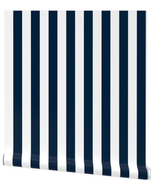 Navy Marine Blue 2" Wide Cabana Stripes Wallpaper