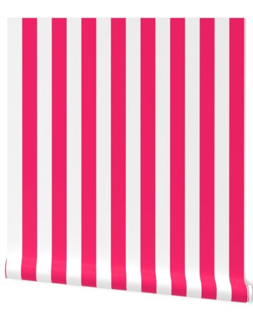 Pop Pink 2" Wide Cabana Stripes Wallpaper