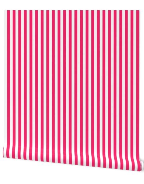 Pop Pink Sailor 1/2" Thin Stripes Wallpaper