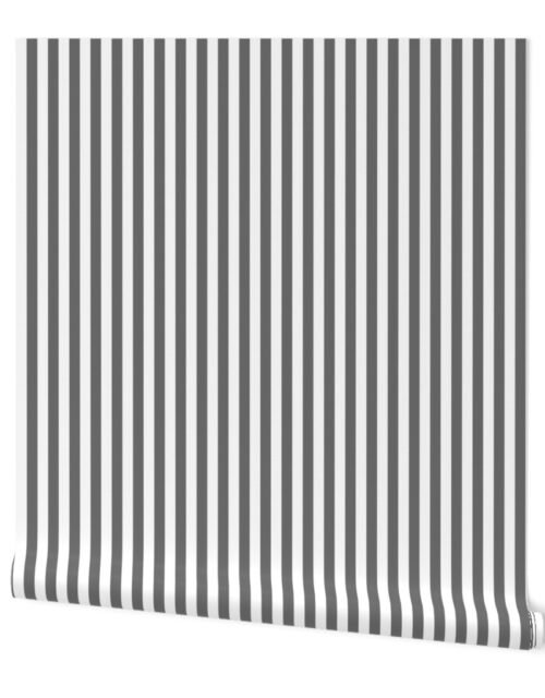 Charcoal Grey Sailor 1/2" Thin Stripes Wallpaper