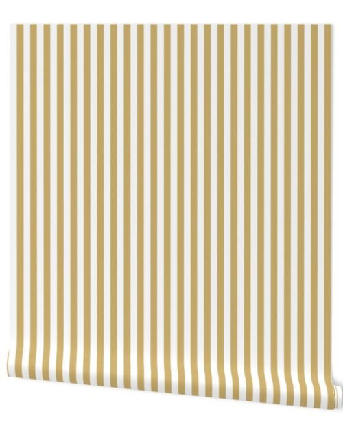Khaki Beige Sailor 1/2" Thin Stripes Wallpaper