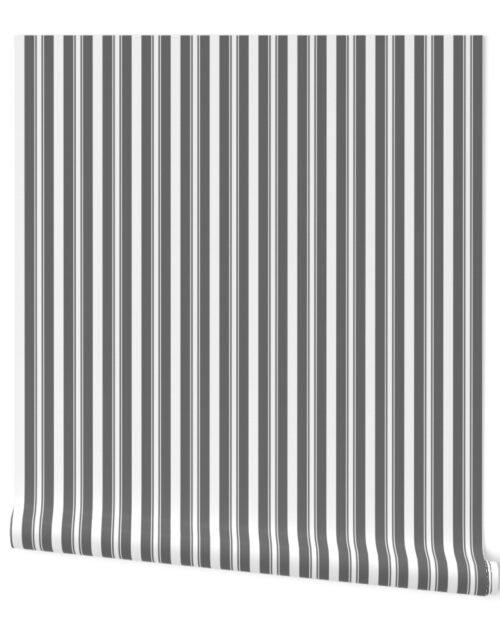 Charcoal Grey Deckchair Stripes Wallpaper