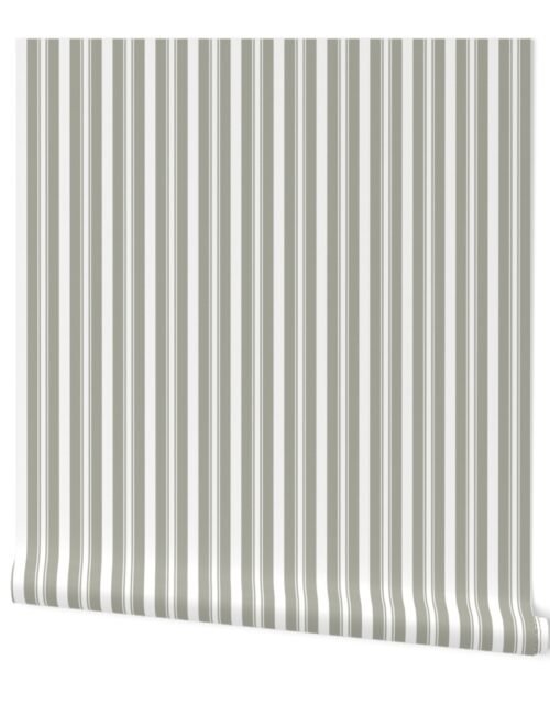 Dove Grey Deckchair Stripes Wallpaper