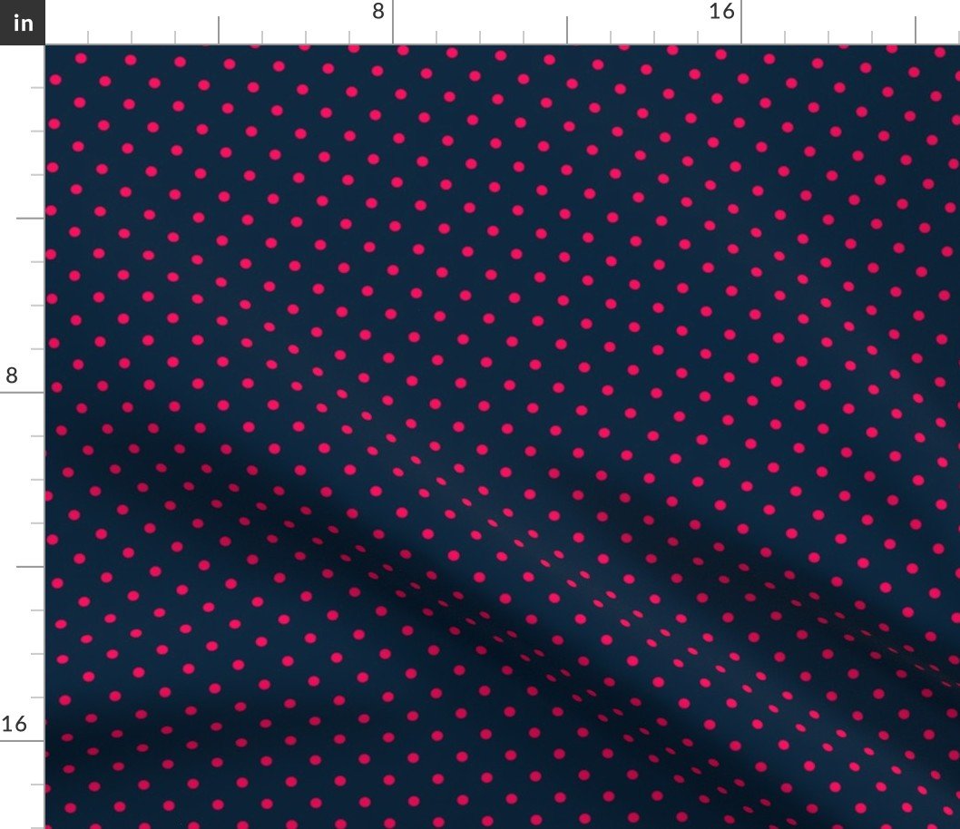 Mini Hot Pink Polkadots on Navy Blue Fabric Mini Hot Pink Polkadots on Navy Blue Fabric