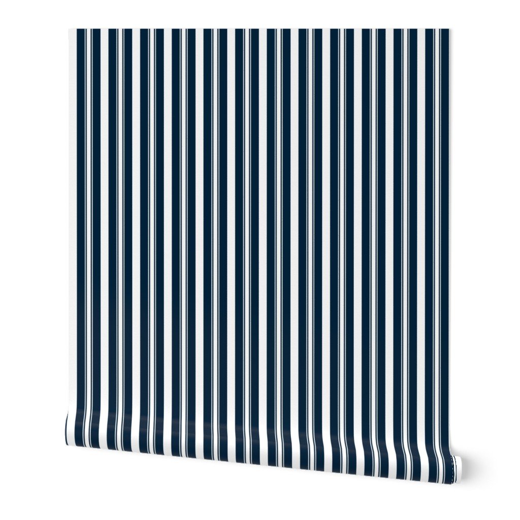 Navy Marine Blue Deckchair Stripes Wallpaper Navy Marine Blue Deckchair Stripes Wallpaper