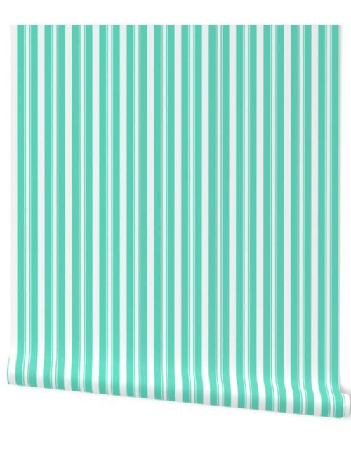 Aqua Blue Deckchair Stripes Wallpaper