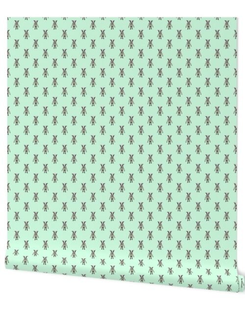 Badger Forest Friends All Over Repeat Pattern on Mint Green Wallpaper