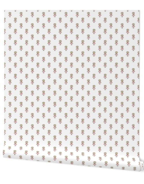 Hedgehog Forest Friends All-Over Repeat Pattern on White Wallpaper