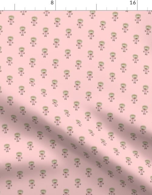 Hedgehog Forest Friends All-Over Repeat Pattern on Baby Pink Fabric