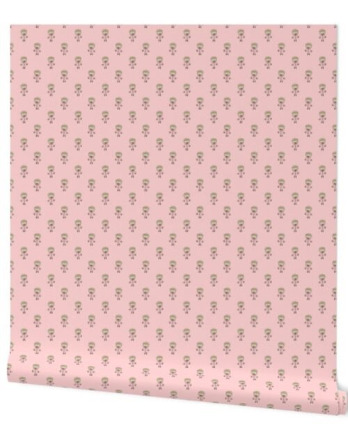 Hedgehog Forest Friends All-Over Repeat Pattern on Baby Pink Wallpaper