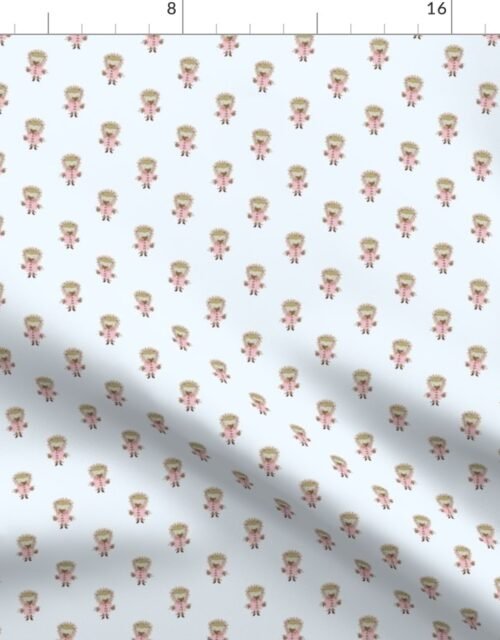 Hedgehog Forest Friends All-Over Repeat Pattern on Baby Blue Fabric