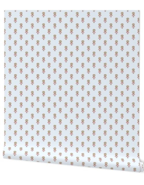 Hedgehog Forest Friends All-Over Repeat Pattern on Baby Blue Wallpaper