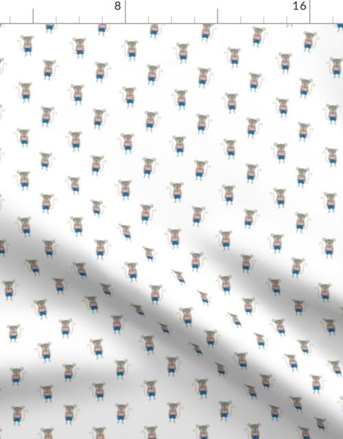 Mouse Forest Friends All Over Repeat Pattern in White Fabric