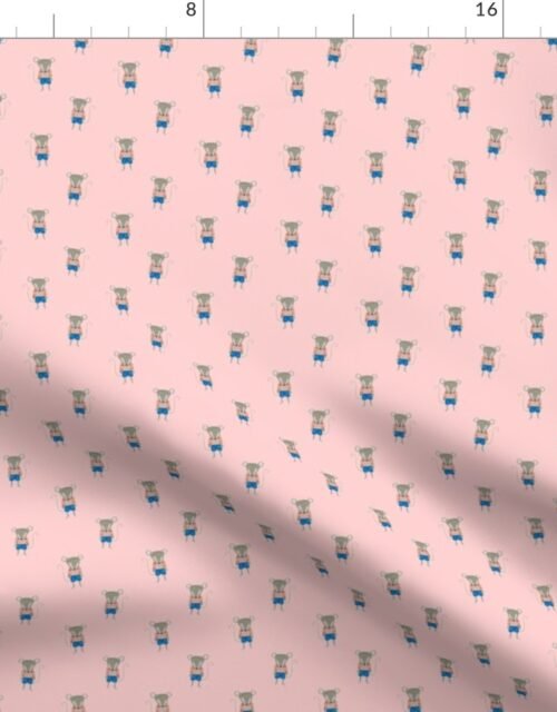 Mouse Forest Friends All Over Repeat Pattern in Baby Pink Fabric