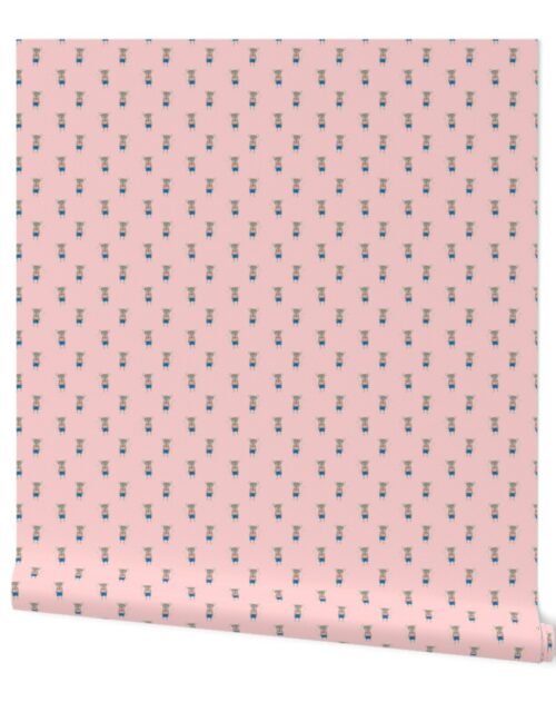 Mouse Forest Friends All Over Repeat Pattern in Baby Pink Wallpaper