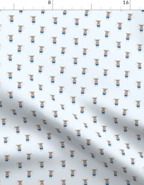 Mouse Forest Friends All Over Repeat Pattern in Baby Blue Fabric