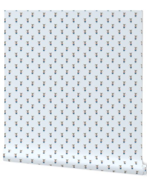Mouse Forest Friends All Over Repeat Pattern in Baby Blue Wallpaper
