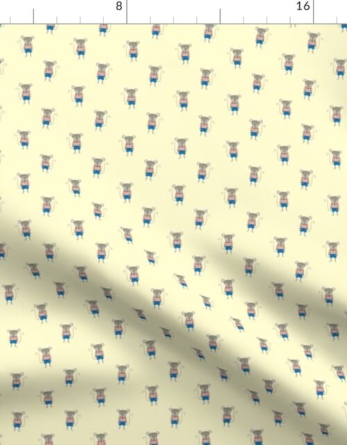 Mouse Forest Friends All Over Repeat Pattern in Lemon Yellow Fabric
