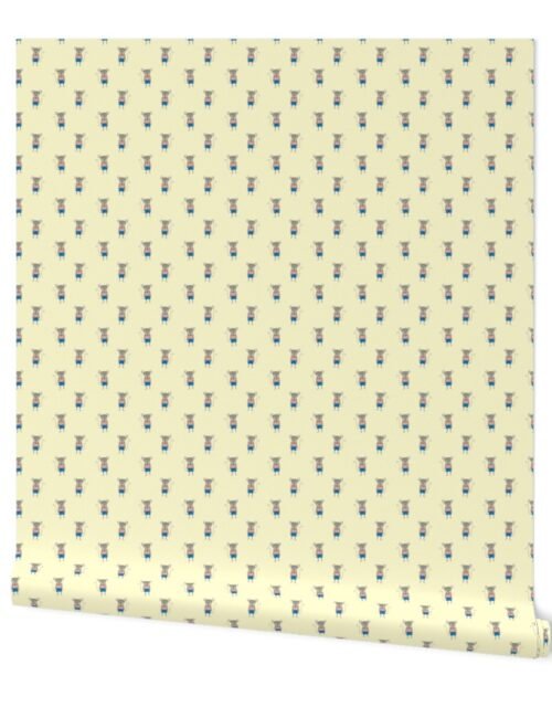 Mouse Forest Friends All Over Repeat Pattern in Lemon Yellow Wallpaper