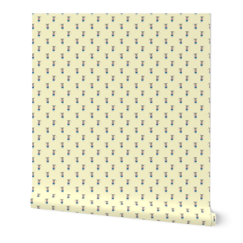 Mouse Forest Friends All Over Repeat Pattern in Lemon Yellow Wallpaper Mouse Forest Friends All Over Repeat Pattern in Lemon Yellow Wallpaper