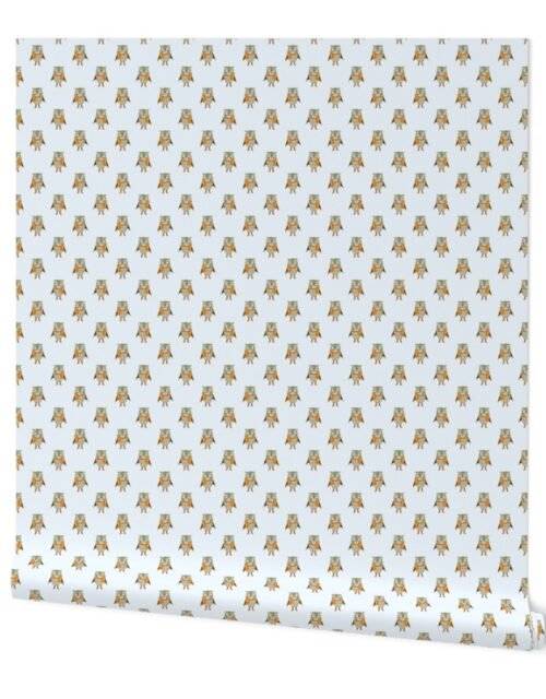 Owl Forest Friends All-Over Repeat Pattern in Baby Blue Wallpaper