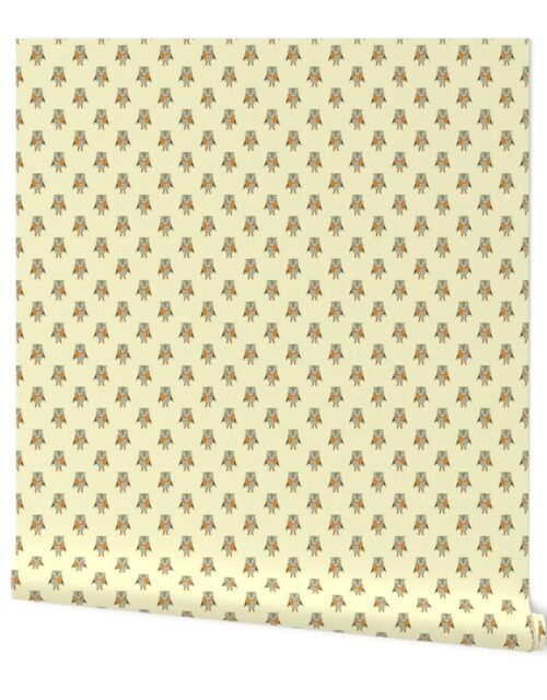 Owl Forest Friends All-Over Repeat Pattern in Lemon Yellow Wallpaper
