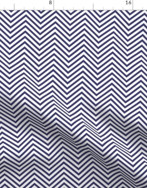 USA Flag Blue and White Wavy ZigZag Chevron Stripes Fabric