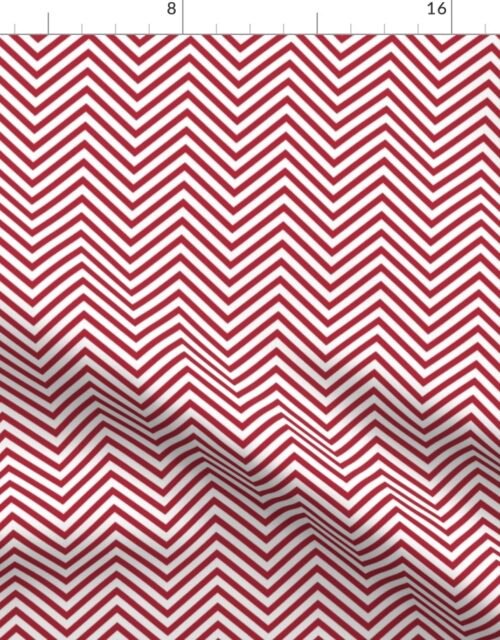 USA Flag Red and White Wavy ZigZag Chevron Stripes Fabric