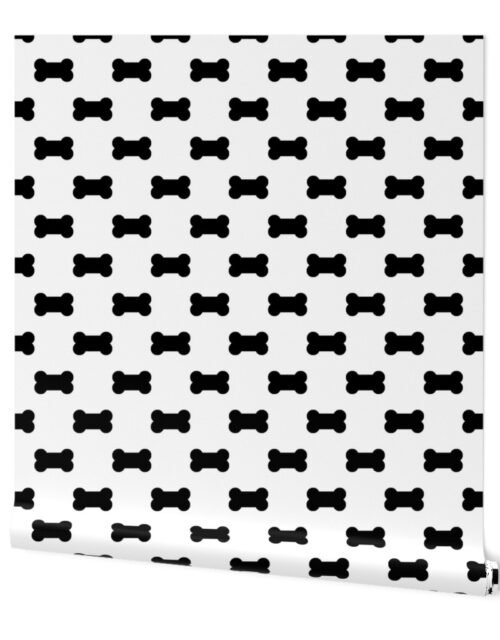 Licorice Black Dog Bones on White Wallpaper