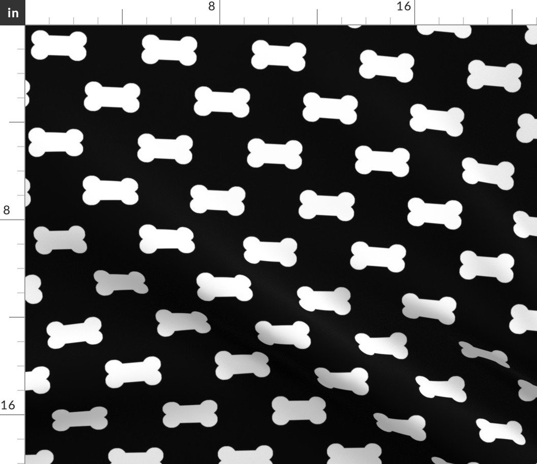 Licorice Black with White Dog Bones Fabric Licorice Black with White Dog Bones Fabric