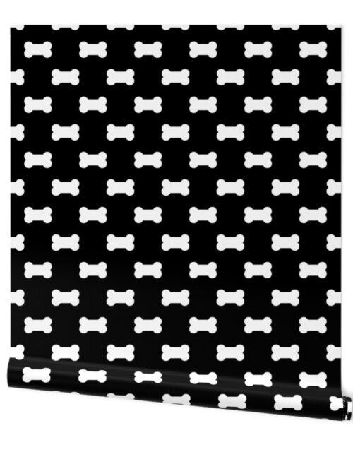 Licorice Black with White Dog Bones Wallpaper