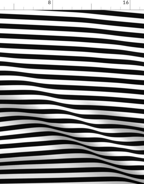 Licorice Black and White 1/2" Stripes Fabric