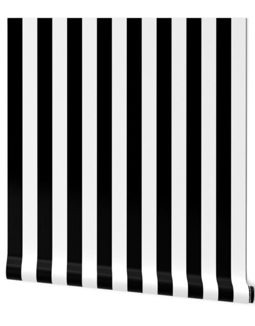 Licorice Black and White 2" Stripes Wallpaper