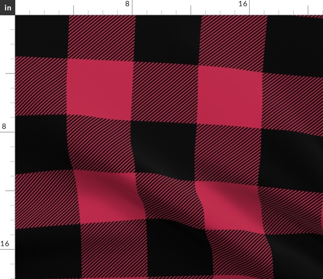 4 Inch Black and Viva Magenta Check Gingham Fabric 4 Inch Black and Viva Magenta Check Gingham Fabric