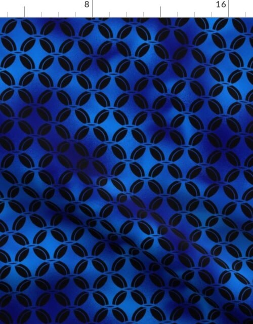 4 Leaf Quatrefoils in Black and Classic Blue Vintage Faux Foil Art Deco Vintage Foil Pattern Fabric