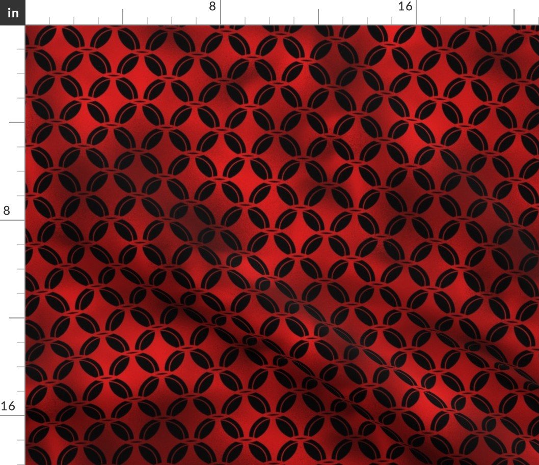 4 Leaf Quatrefoils in Black and Ruby Red Vintage Faux Foil Art Deco Vintage Foil Pattern Fabric 4 Leaf Quatrefoils in Black and Ruby Red Vintage Faux Foil Art Deco Vintage Foil Pattern Fabric