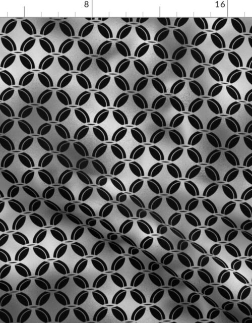 4 Leaf Quatrefoils in Black and Silver Vintage Faux Foil Art Deco Vintage Foil Pattern Fabric