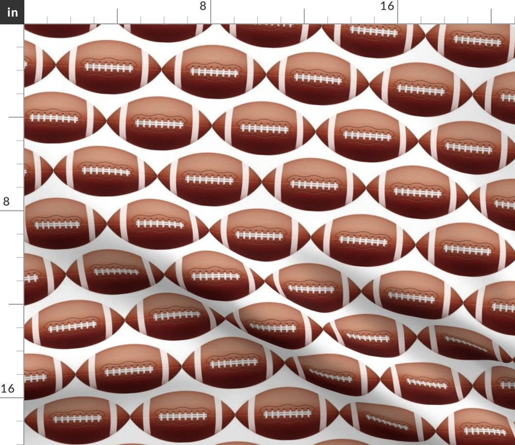 4 inch Gridiron American Pigskin Football with Lacing and Stitching on White Background Fabric