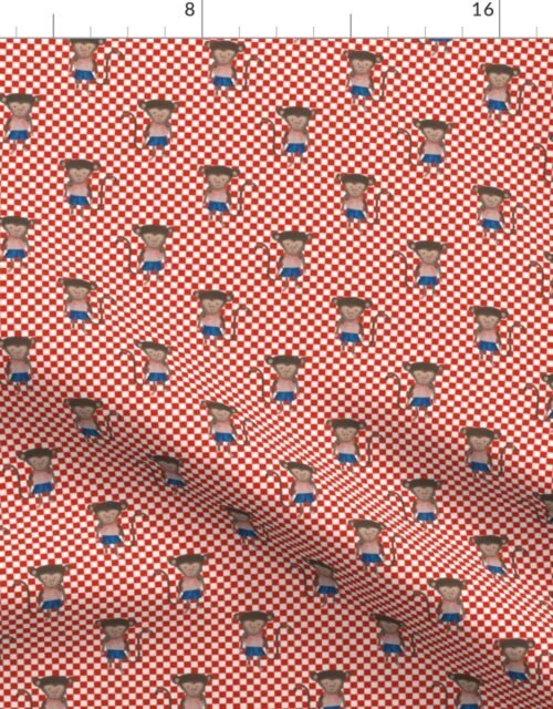 Monkey Boy Red and WhiteCheckers Fabric