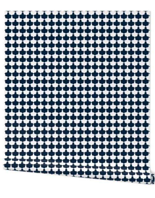 Navy and White Scallop Wallpaper