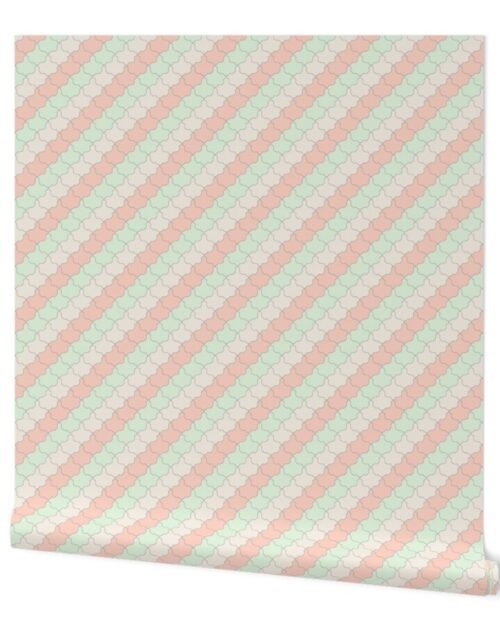 Wedding Scallops Peach and Mint Wallpaper