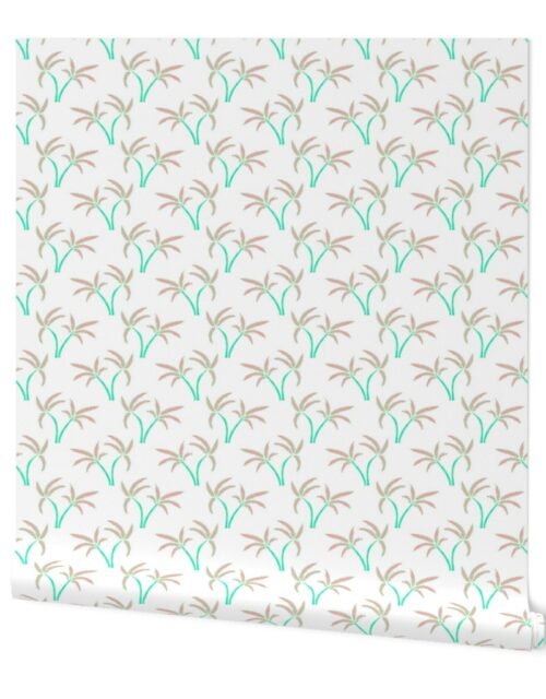 Twin Palms on White Wallpaper