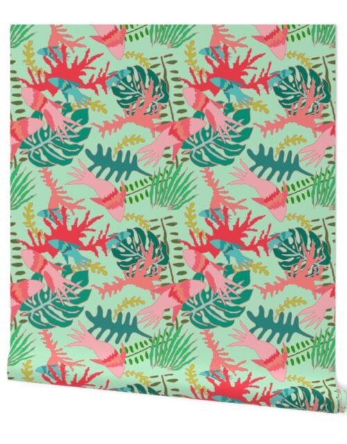 Sexy Fish in Seafoam with Pink Wallpaper