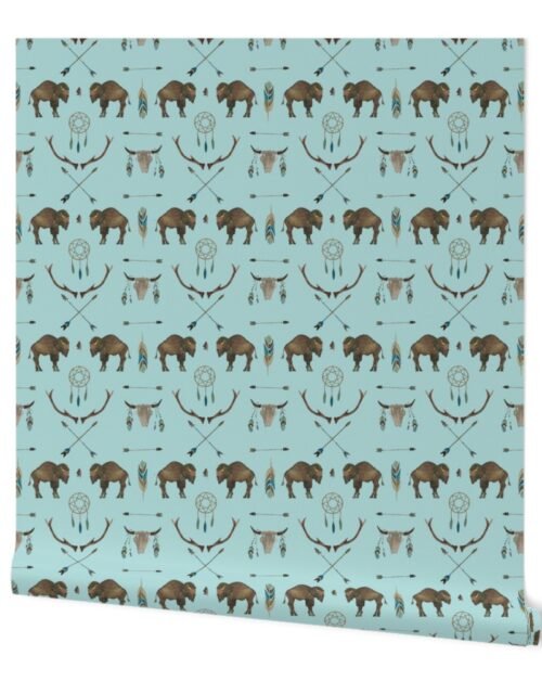 Blue Sky Buffalo Handpainted Western Motifs Wallpaper