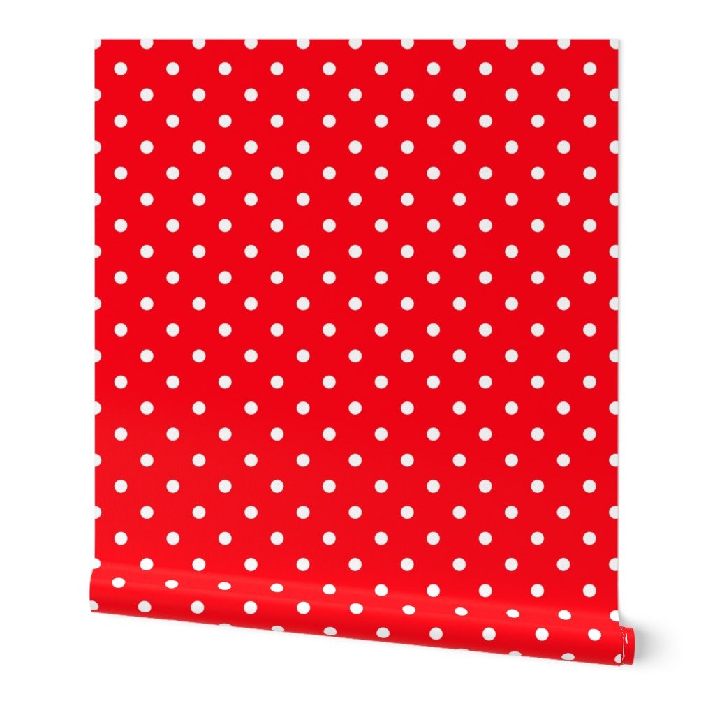 Carmine Red and White Polka Dots Wallpaper Carmine Red and White Polka Dots Wallpaper